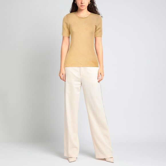 100% Cashmere RICHARD GRAND sand short sleeve sweater - Picture 2 of 10